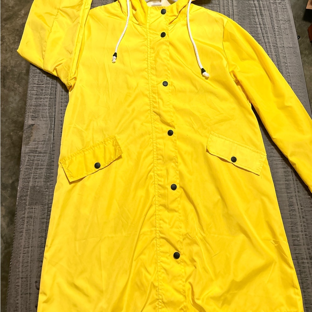 Yellow Hooded Raincoat Sz L